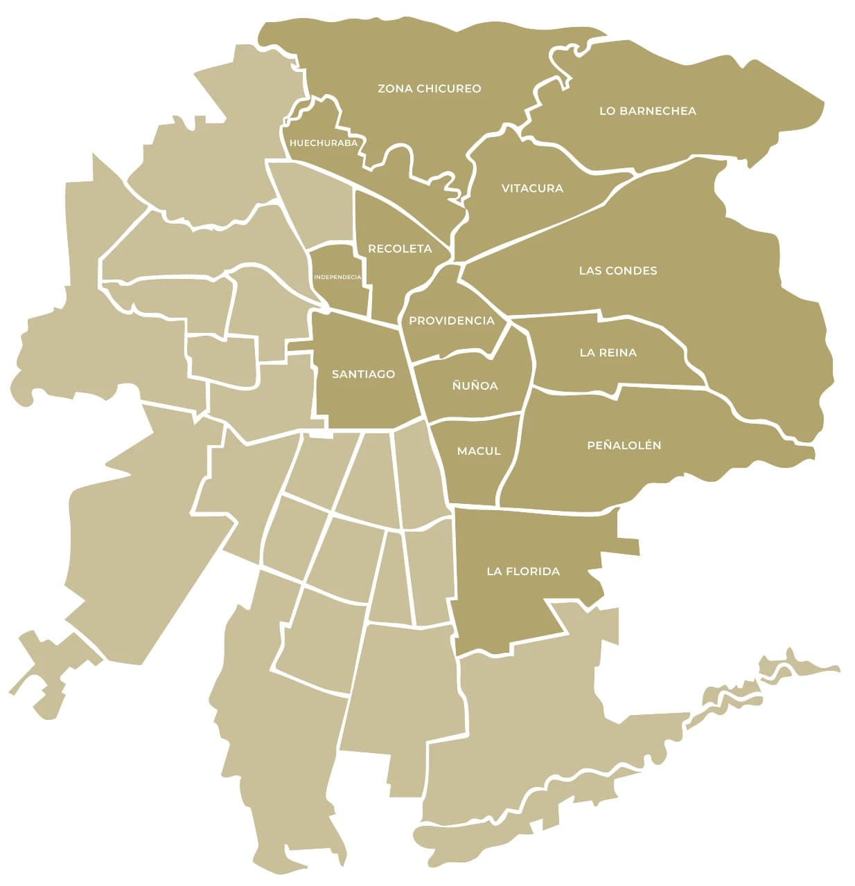 Mapa de zonas de despacho en Santiago